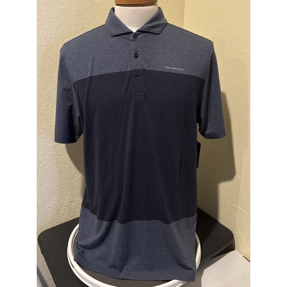 Travis Mathew Mens Polo Shirt Rudder Runner Blue Logo Sz XL NEW